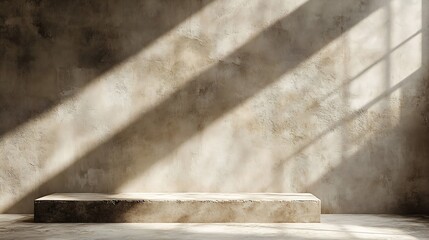 cosmetic beauty presentation background minimal abstract brown concrete background with light for product displayed shadow and light from windows on rustic plaster wall beige studio ba : Generative AI