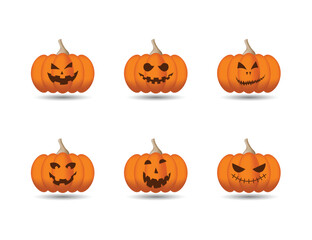 Pumpkin halloween set of characters in cartoon style , Vector illustration.