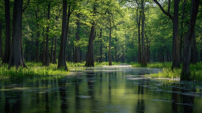 River bottom wetlands and hardwood forests of the Richland Creek Wildlife Mgt Area in Texas : Generative AI