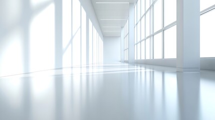 Obraz premium Abstract blurred modern workspace background white indoor interior office or hospital with window and the light with copy space Blurry backgrounds for advertising and business presenta : Generative AI