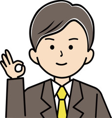 OKをするスーツ姿の男性