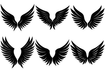 A set of black Angel wing silhouette