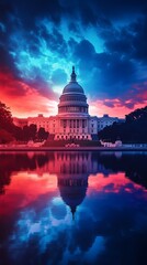 Election Divide: US Capitol at Sunset.