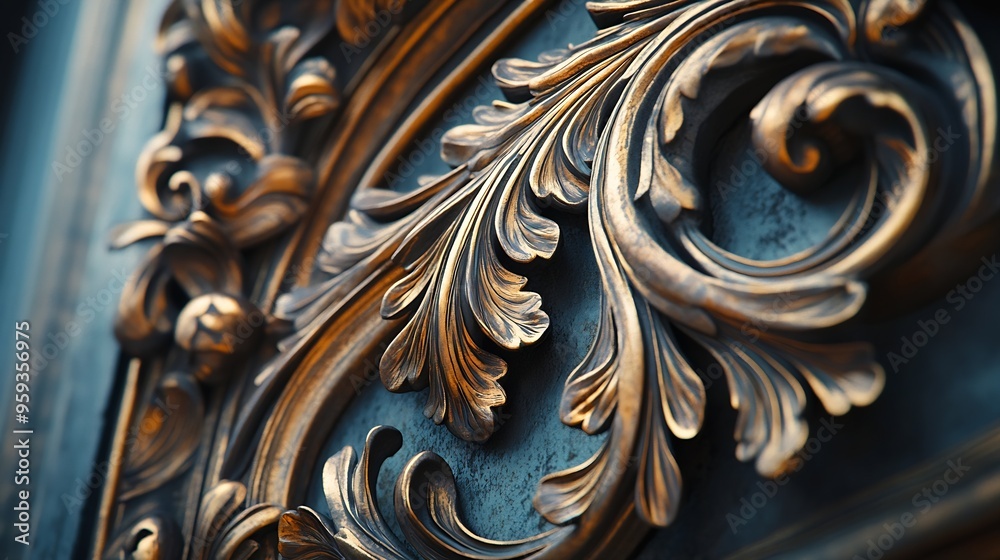 Poster part of bronze frame in baroque style : generative ai