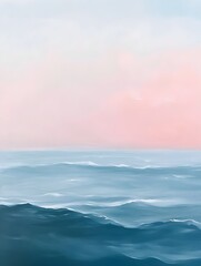 Fototapeta premium Serene Ocean Sunrise Landscape with Pastel Sky Gradient