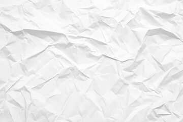 Obraz premium White Crumpled Paper Texture Background, High-Resolution, Flat Lay, Top View