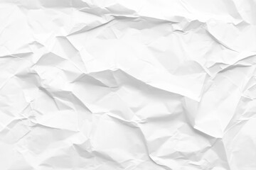White Crumpled Paper Texture Background, High-Resolution, Flat Lay, Top View