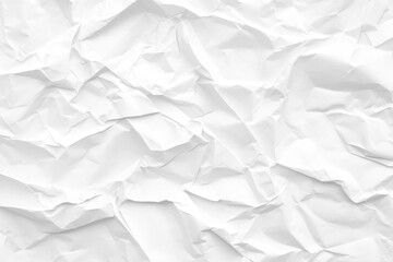 White Crumpled Paper Texture Background, High-Resolution, Flat Lay, Top View