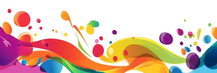 Colorful Vector Background with Abstract Shapes, Splashes, Curves, and Dots in Flat Design Style