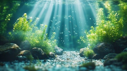 Fototapeta premium Dirty aquarium with algae and it has murky : Generative AI