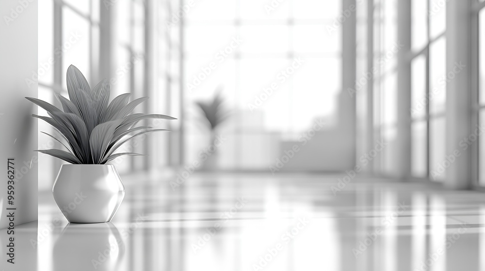 Poster abstract blurred modern workspace background white indoor interior office or hospital with window an