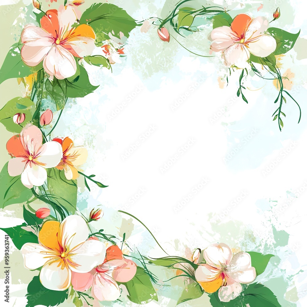 Poster background with flowers clipart 