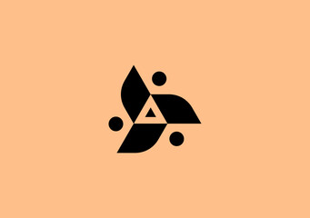 tripple media foundation logo with arrow symbol in the middle and human symbol