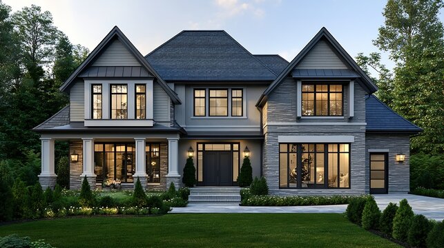 New construction luxury model home exterior : Generative AI