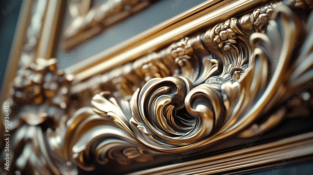 Poster part of bronze frame in baroque style : generative ai