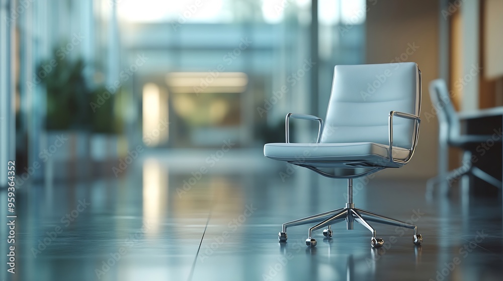 Aufkleber blur focus of interior of modern empty office buildingblur empty chair and desk in modern office : g