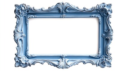 Antique blue frame isolated on the white background : Generative AI