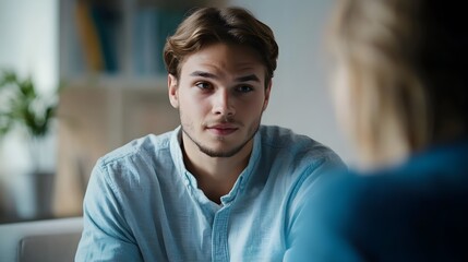 A therapist listening attentively to a patient during a counseling session