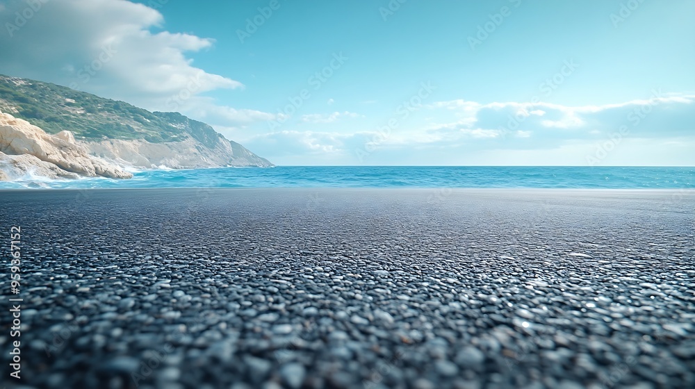 Poster empty asphalt road at the seaside and natural landscape background : generative ai
