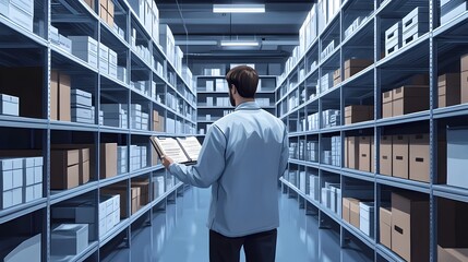 Healthcare Logistics Manager Overseeing Organized Hospital Storage Facility