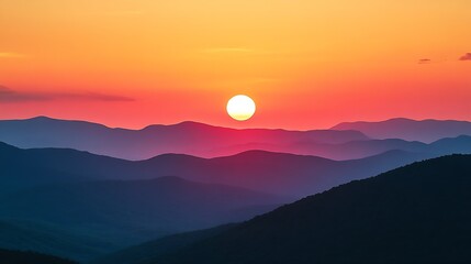 Fototapeta premium June Sunset over the Appalachian Mountains Shenandoah National Park Virginia USA Virginia : Generative AI