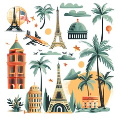 Obraz premium Artistic travel illustration with vibrant colors