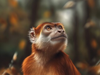 Fototapeta premium Proboscis Monkey, Nasalis larvatus, Close Up in Bornean Jungle
