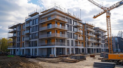 Germany badenwurttemberg fellbach construction of new suburban apartment building : Generative AI