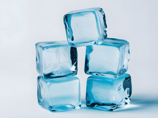 clear ice cubes isolated on a white background close up photo