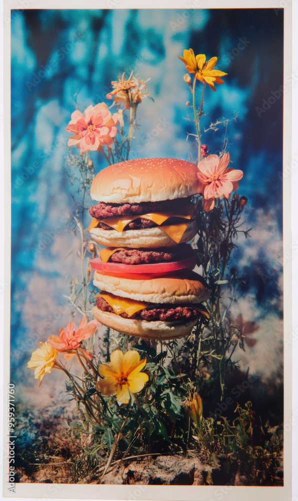 Wall mural burger bloom.