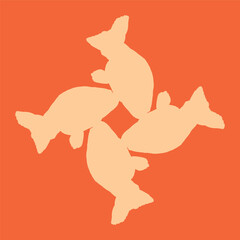 ceramic design in the shape of an ornamental fish with orange color