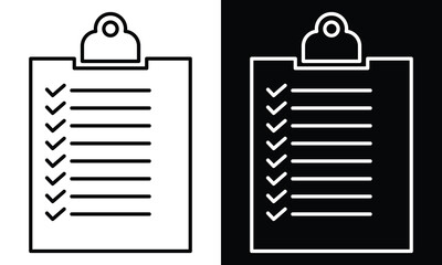 Checklist icon set. Clipboard icon concept in line style. Office document icon set. Vector illustration.