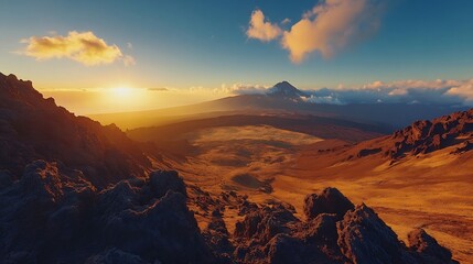 Naklejka premium Landscape shot of Haleakala crater in Maui Hawaii : Generative AI