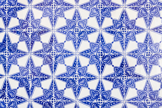 Tunis, Tunisia. Geometric pattern of decorative tiles.