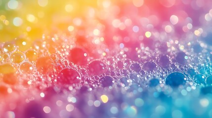 Multicolored foam rainbow bubbles abstract soft focus close up texture : Generative AI