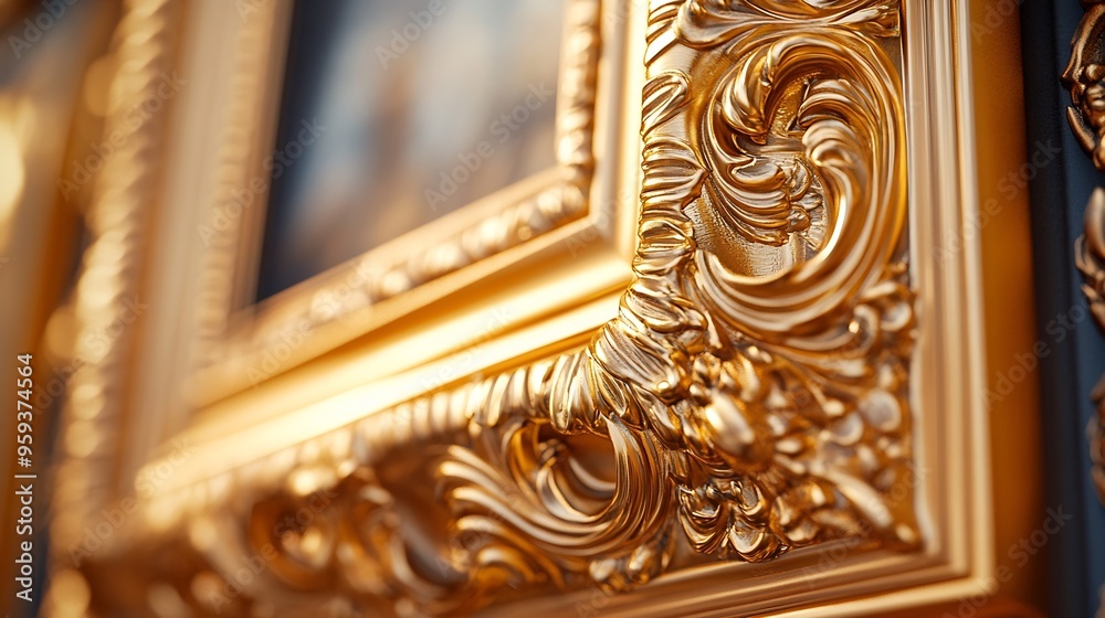 Aufkleber Horizontal Golden Frame a lavish accent for your cherished moments Enhance and showcase your memories in style with this exquisite touch of luxury : Generative AI