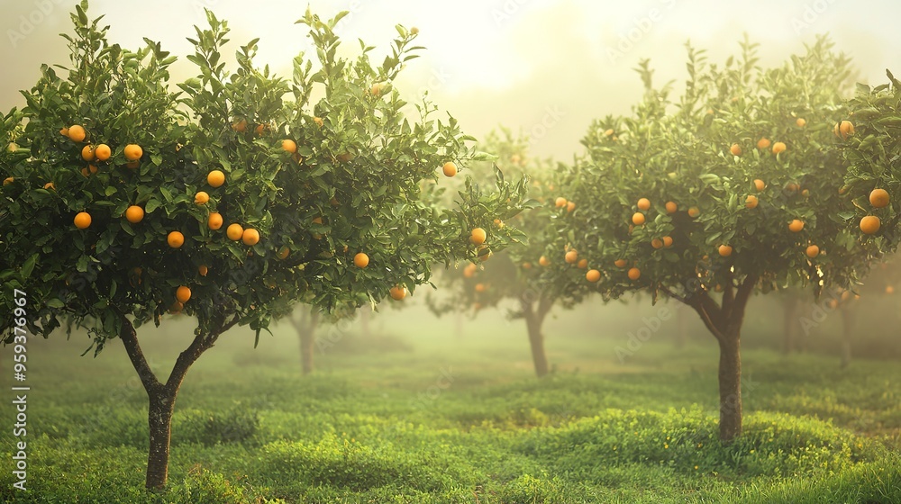 Sticker Trees With Small Ripe Orange