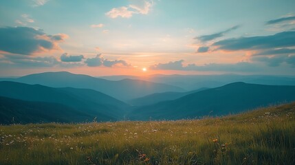 Fototapeta premium Carpathian mountains Ukraine Mountains during sunset Beautiful natural landscape in the summer time High quality photo : Generative AI