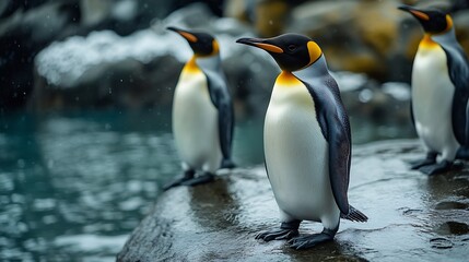 Fototapeta premium Penguins in Alesund Aquarium Norway Travel Destination Atlantic Sea Park in Alesund : Generative AI