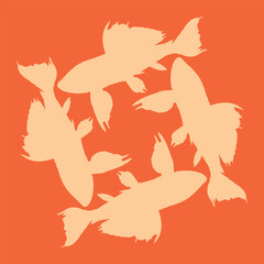 ceramic design in the shape of an ornamental fish with orange color