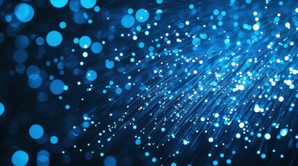 Abstract Blue and White Fiber Optic Lights Background