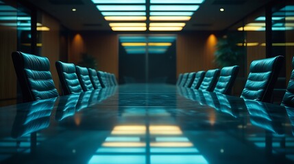 View of meeting table in empty boardroom : Generative AI