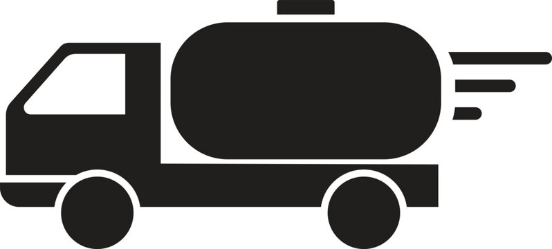 Oil tank truck icon, fuel truck icon with fire sign, fuel truck icon with denger sign