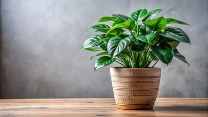 Fototapeta premium Indoor potted plant with lush green leaves in a stylish decorative pot, indoor, potted, plant, green, leaves, lush