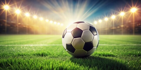 Soccer ball on lush green field, soccer, ball, sport, grass, field, outdoor, game, play, equipment, exercise, recreational