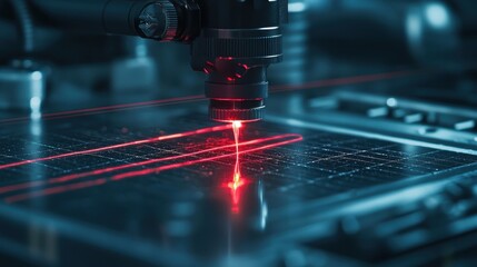 Close Up of a Laser Cutting Machine Cutting a Metal Sheet