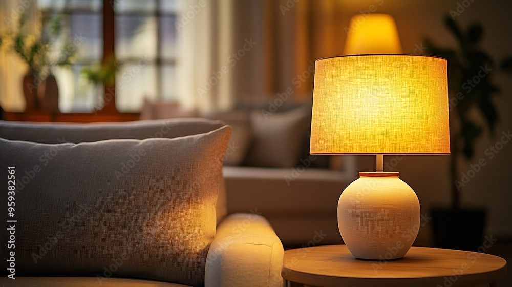 Poster interior design sofa table and lamp : generative ai