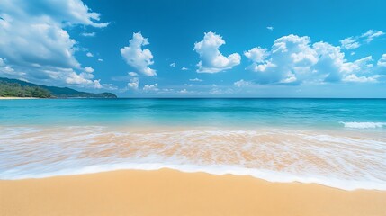 Ocean Beach with blue sky on a sunny day at the summer sea of Thailand Empty sea with blue sky on summer season at Karon beach Phuket Thailand : Generative AI