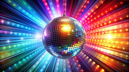Mirror disco ball reflecting rays of light on a colorful background , disco ball, mirror ball, reflection, party