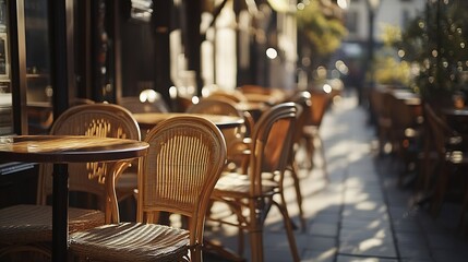 Empty chairs outside the cafe : Generative AI